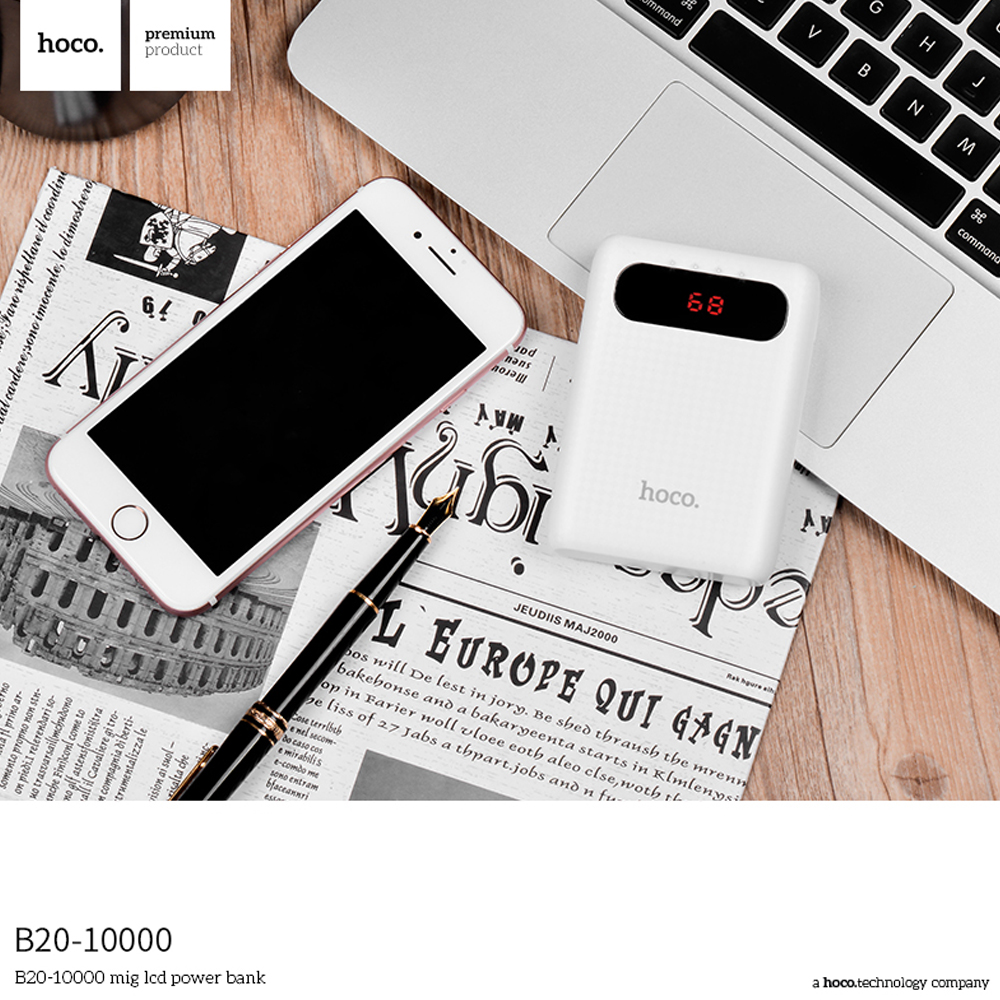 hoco แบตเตอรี่สำรอง power bank 10000 mah รุ่น hoco B20