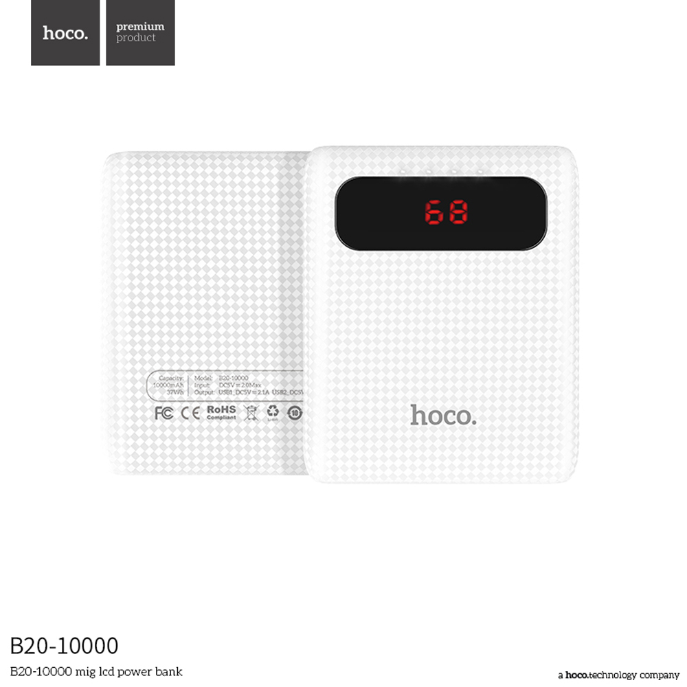 hoco แบตเตอรี่สำรอง power bank 10000 mah รุ่น hoco B20