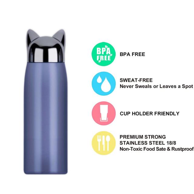 กระบอกน้ำสแตนเลสน้องแมว3มิติ กระบอกน้ำเก็บอุณหภูมิ 300ml