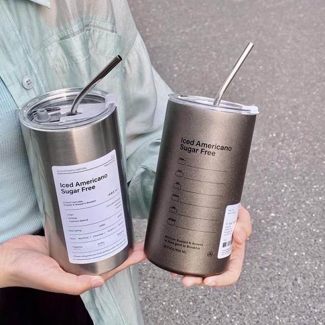coffee mug stainless steel แก้วกาแฟสแตนเลส 600ml แก้วกาแฟ แก้วน้ำเก็บอุณหภูมิ 