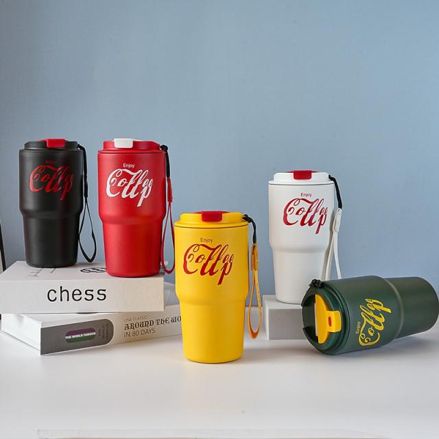 Coffee cup stainless steel tumbler แก้วกาแฟสแตนเลสฝาล็อคเก็บอุหภูมิ 600ml