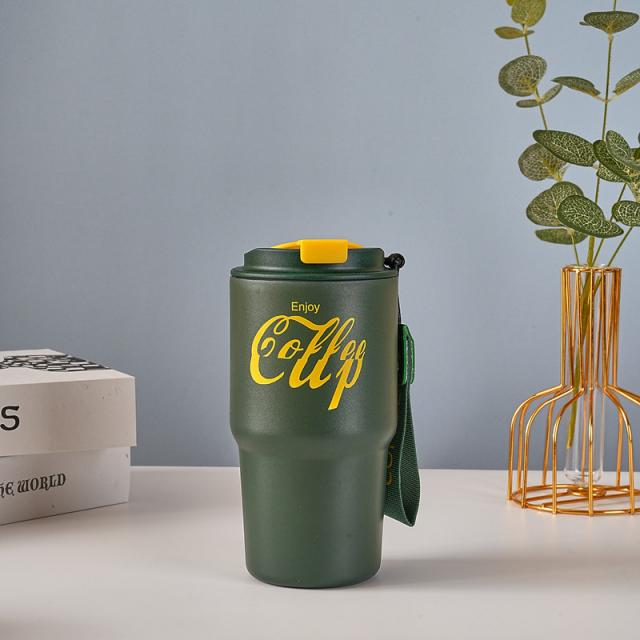 Coffee cup stainless steel tumbler แก้วกาแฟสแตนเลสฝาล็อคเก็บอุหภูมิ 600ml
