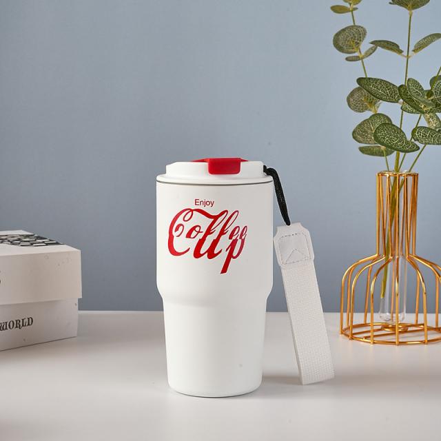 Coffee cup stainless steel tumbler แก้วกาแฟสแตนเลสฝาล็อคเก็บอุหภูมิ 600ml