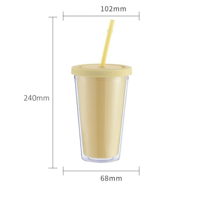 แก้วพลาสติก 2ชั้น 16oz แก้วเก็บความเย็น กระบอกน้ำ แก้วน้ำ แก้วน้ำแบบใส ทรงคริสตัล ขนาด 20oz