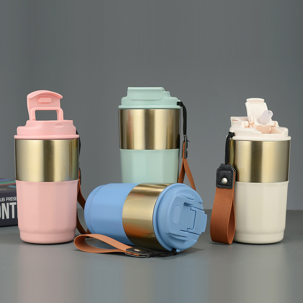รับสกรีนโลโก้แก้วน้ำ แก้วมีฝาปิด 300-500ml แก้วเก็บความร้อน-เย็น สแตนเลส 304