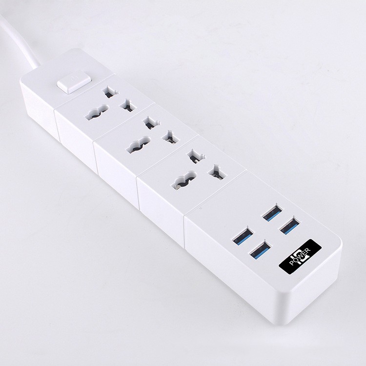 รับสกรีน ปลั๊กไฟสวิตซ์แยก มี 3ช่อง AC Socketและ ช่องชาร์จUSB 4 Port สายยาว 2เมตร กำลังสูงสุด 2500W-10Aสายไฟ วัสดุทนไฟ750องศา