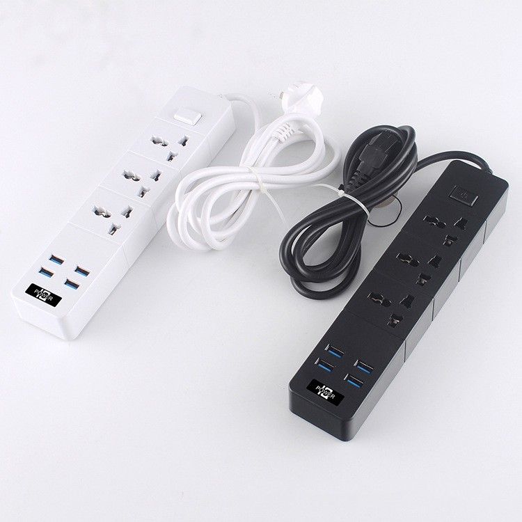 รับสกรีน ปลั๊กไฟสวิตซ์แยก มี 3ช่อง AC Socketและ ช่องชาร์จUSB 4 Port สายยาว 2เมตร กำลังสูงสุด 2500W-10Aสายไฟ วัสดุทนไฟ750องศา