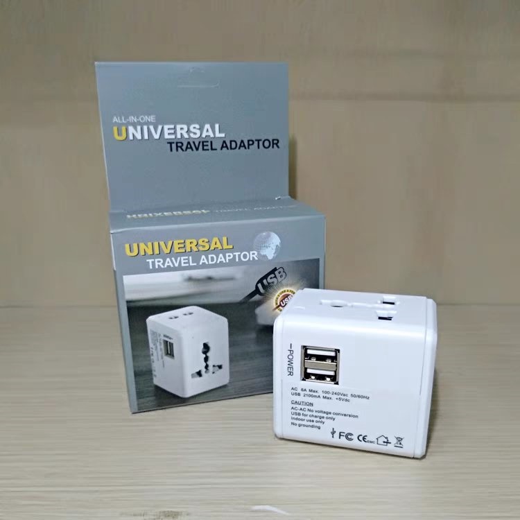 รับสกรีน Universal Adapter All in Oneปลั๊กไฟ Dual USB ใช้ได้ทั่วโลก US/UK/EU/AUปลั๊กไฟใช้ได้ทั่วโลกมากกว่า150ประเทศ