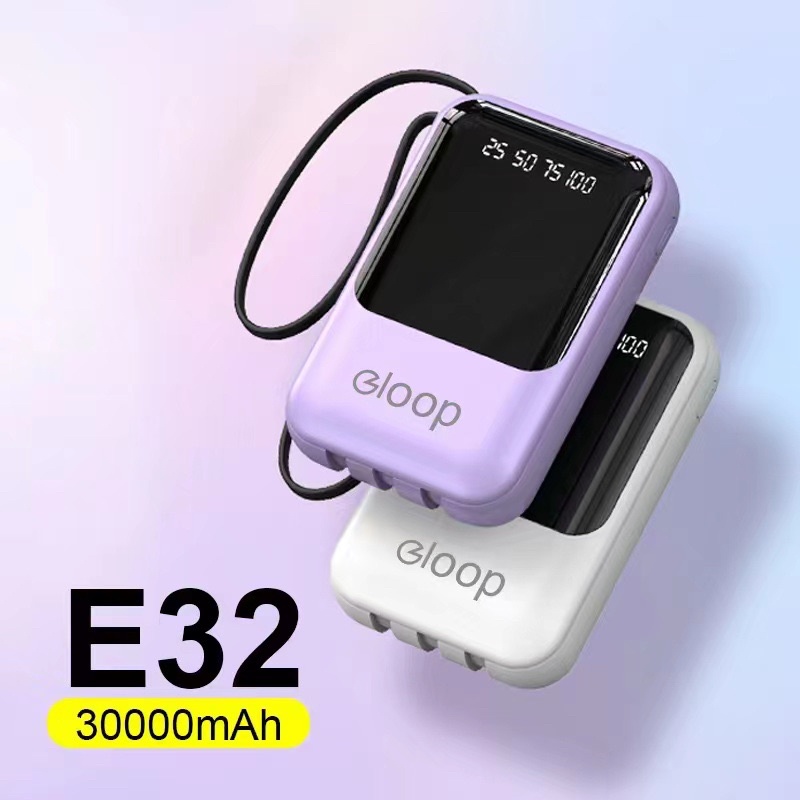 รับสกรีน powerbank แบตสำรอง ความจุ 10000 mah มีสายในตัว4ห้ว