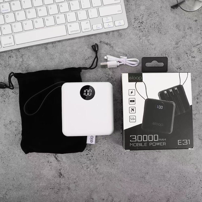 รับสกรีน powerbank แบตสำรอง ความจุ 10000 mah มีสายในตัว4ห้ว