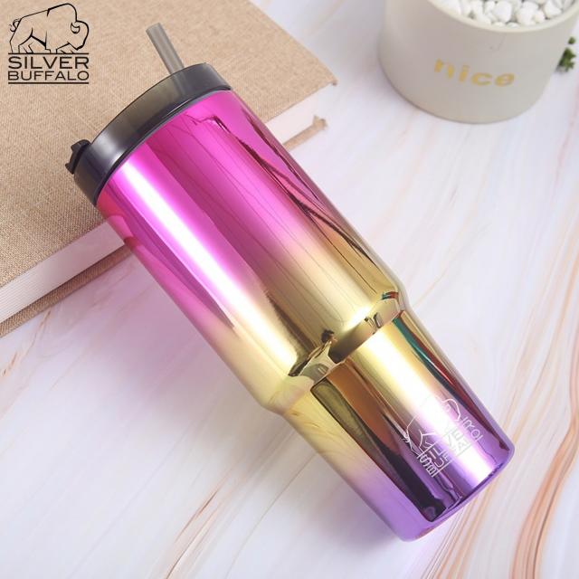 แก้วน้ำสแตนเลสเก็บอุหภูมิสีรุ้ง ความร้อนและเย็น 890ml