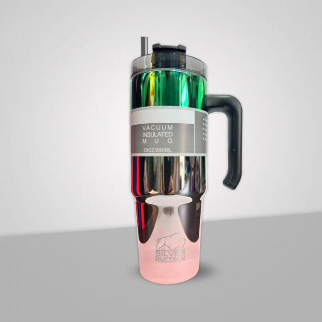แก้วน้ำสแตนเลสเก็บอุหภูมิสีรุ้ง รุ่นมือจับ ความร้อนและเย็น 890ml