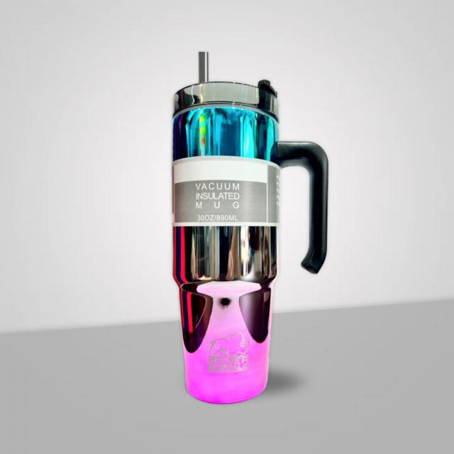 แก้วน้ำสแตนเลสเก็บอุหภูมิสีรุ้ง รุ่นมือจับ ความร้อนและเย็น 890ml