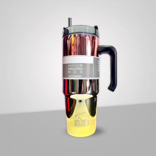 แก้วน้ำสแตนเลสเก็บอุหภูมิสีรุ้ง รุ่นมือจับ ความร้อนและเย็น 890ml