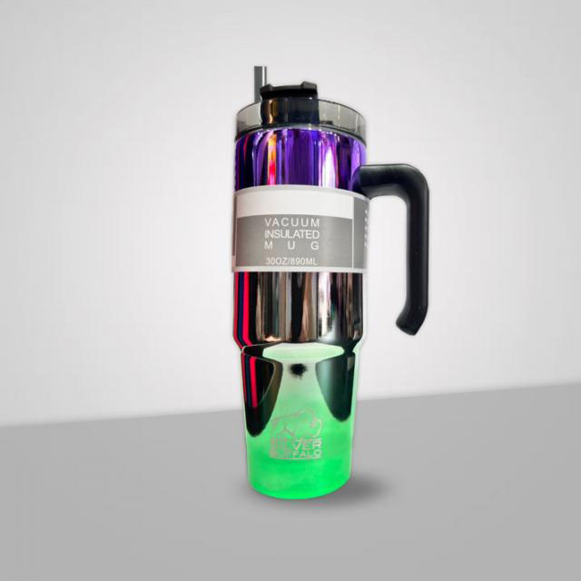 แก้วน้ำสแตนเลสเก็บอุหภูมิสีรุ้ง รุ่นมือจับ ความร้อนและเย็น 890ml