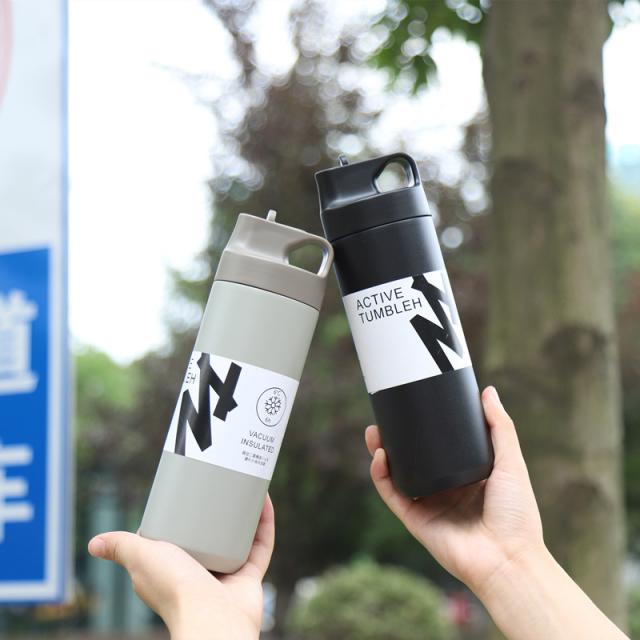 กระบอกน้ำสแตนเลสฝาพับ กระบอกน้ำเก็บความเย็น 550ML