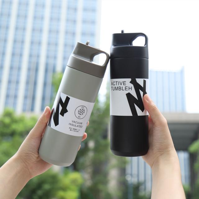 กระบอกน้ำสแตนเลสฝาพับ กระบอกน้ำเก็บความเย็น 550ML