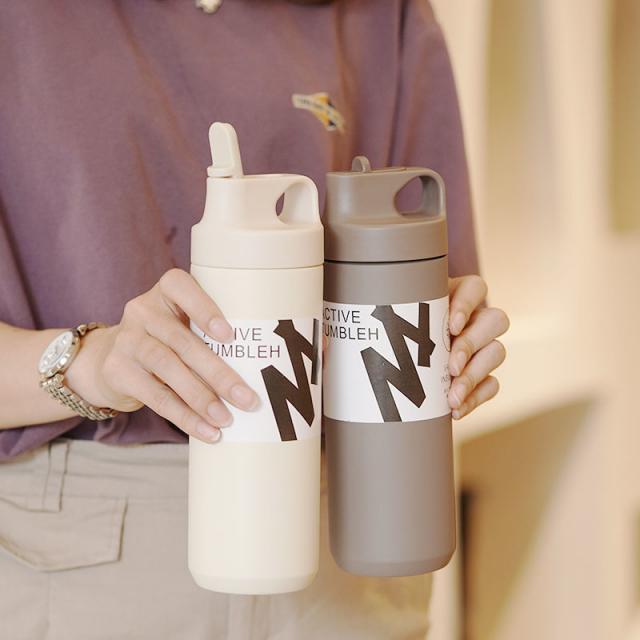 กระบอกน้ำสแตนเลสฝาพับ กระบอกน้ำเก็บความเย็น 550ML