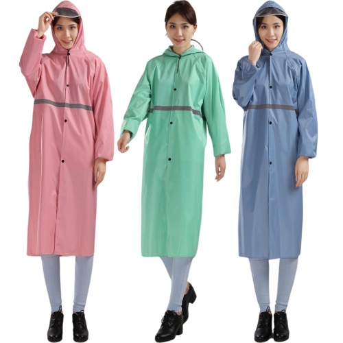 ชุดกันฝน สีสันเสื้อกันฝนยาว มีแถบสะท้อนแสง รุ่น หมวกติดเสื้อแบบหนา เสื้อกันฝนแบบพกพา