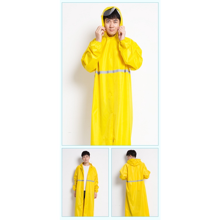 ชุดกันฝน สีสันเสื้อกันฝนยาว มีแถบสะท้อนแสง รุ่น หมวกติดเสื้อแบบหนา เสื้อกันฝนแบบพกพา