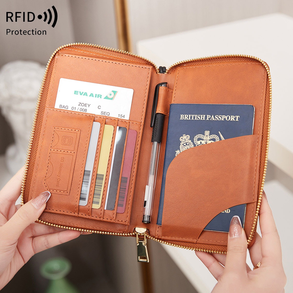 รับผลิต รับสกรีนโลโก้ ปกพาสสปอร์ต กระเป๋าใส่พาสสปอร์ต ซองหนังสือเดินทาง จัดเก็บ Passport ซองใส่บัตร วัสดุหนัง PU มี RFID Safe