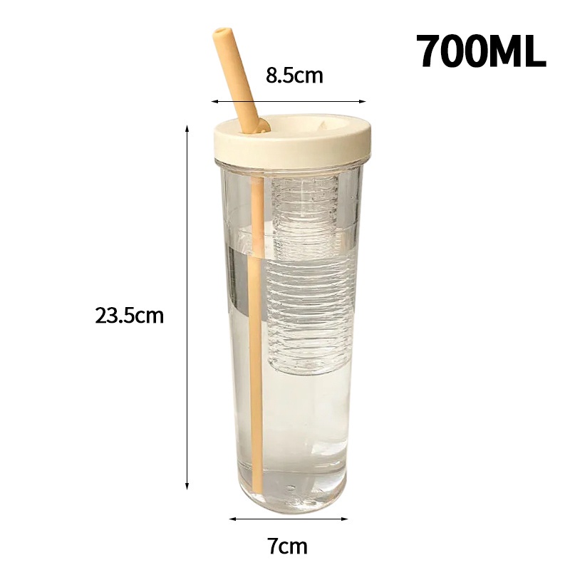 ขวดน้ําพลาสติก พร้อมหลอดดูด แบบพกพา ขนาด 700 ML.