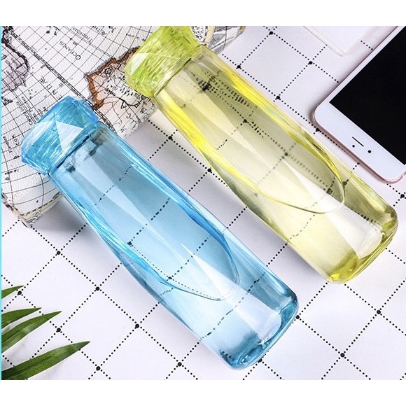 ขวดน้ำ ขวดน้ำคริสตัล กระบอกน้ำ แก้วน้ำ แก้วน้ำแบบใส ทรงคริสตัล ขนาด 420ml