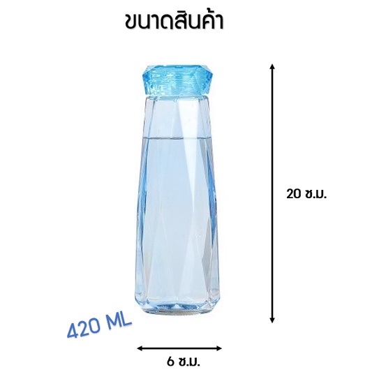 ขวดน้ำ ขวดน้ำคริสตัล กระบอกน้ำ แก้วน้ำ แก้วน้ำแบบใส ทรงคริสตัล ขนาด 420ml