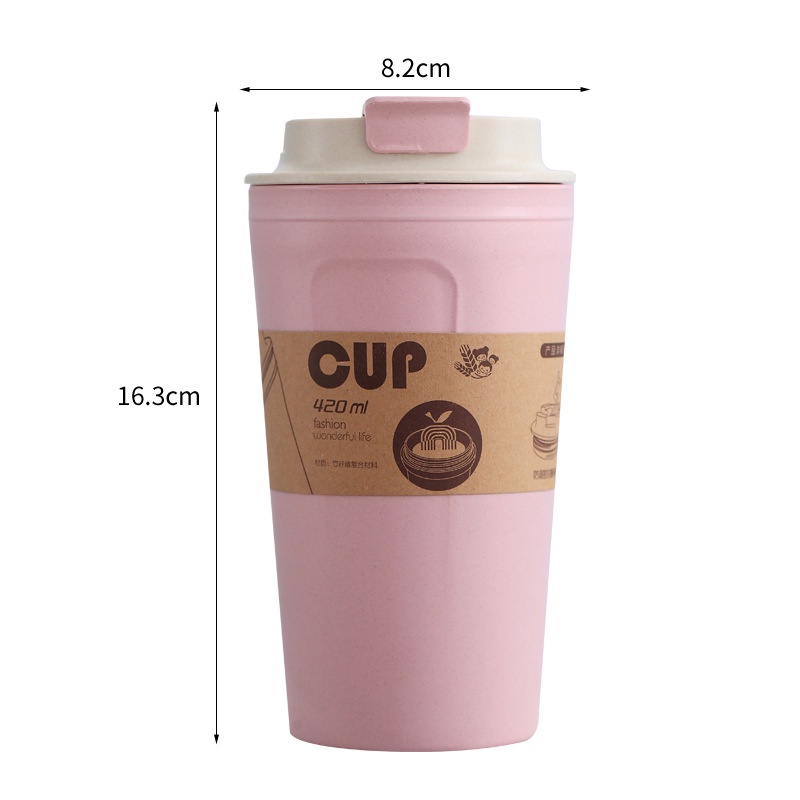 แก้วน้ำ420ml ทำจากฟางข้าวสาลี เข้าไมโครเวฟได้ (เป็นมิตรกับสิ่งแวดล้อม) รับสกรีน แก้วน้ำ แก้วพลาสติก แก้วกาแฟ 