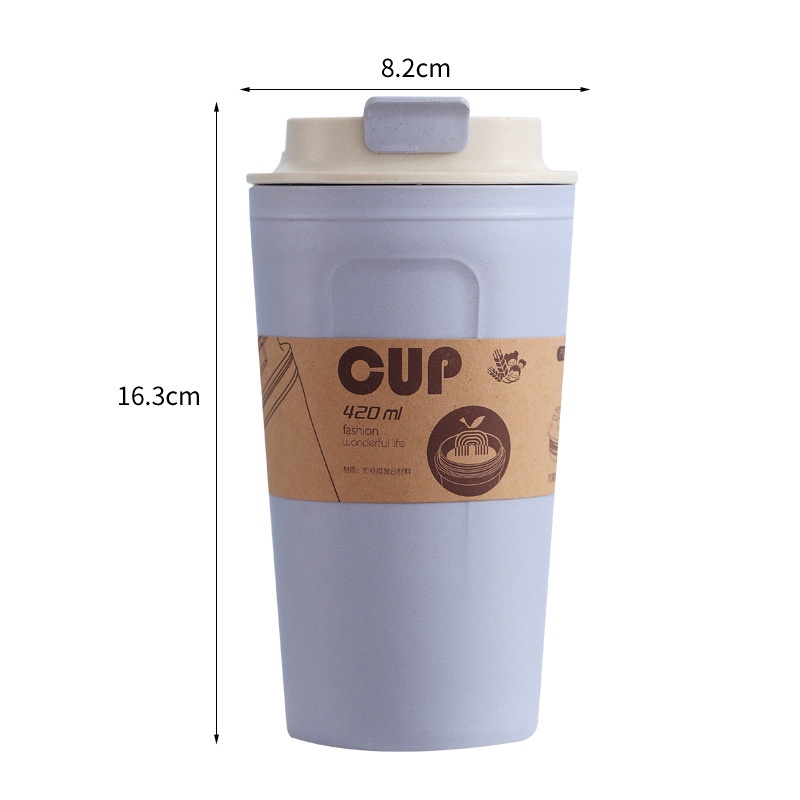 แก้วน้ำ420ml ทำจากฟางข้าวสาลี เข้าไมโครเวฟได้ (เป็นมิตรกับสิ่งแวดล้อม) รับสกรีน แก้วน้ำ แก้วพลาสติก แก้วกาแฟ 