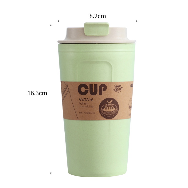 แก้วน้ำ420ml ทำจากฟางข้าวสาลี เข้าไมโครเวฟได้ (เป็นมิตรกับสิ่งแวดล้อม) รับสกรีน แก้วน้ำ แก้วพลาสติก แก้วกาแฟ 