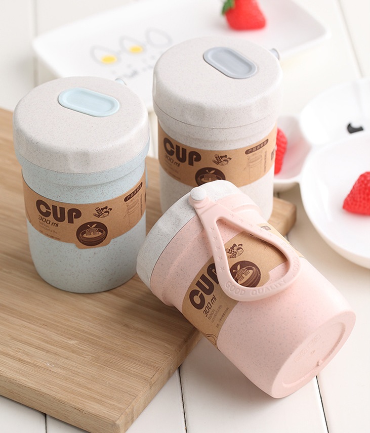 แก้วน้ำ300ml ทำจากฟางข้าวสาลี เข้าไมโครเวฟได้ (เป็นมิตรกับสิ่งแวดล้อม) รับสกรีน แก้วน้ำ แก้วพลาสติก แก้วกาแฟ 