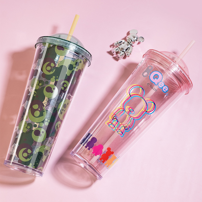 แก้วพลาสติก2ชั้น 22oz แก้วน้ำลายดอก แก้วดอกไม้ แก้วเก็บความเย็น กระบอกน้ำ แก้วน้ำ แก้วน้ำแบบใส ทรงคริสตัล
