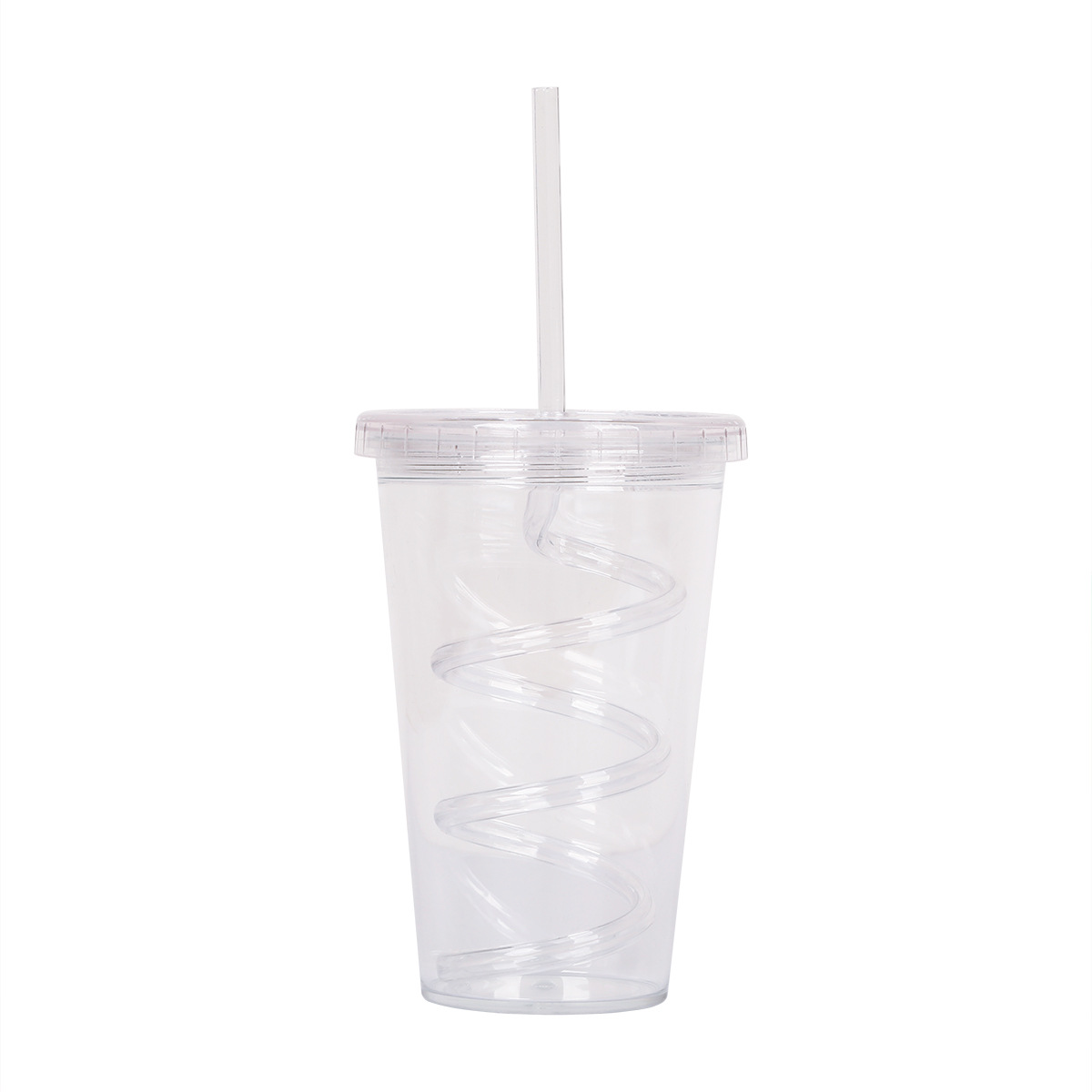 แก้วพลาสติกใส2ชั้น 16oz แก้วน้ำใส สกรีนโลโก้เต็มใบ แก้วน้ำพลาสติกหนา แก้วเก็บความเย็น กระบอกน้ำ แก้วน้ำ แก้วน้ำแบบใส ทรงคริสตัล