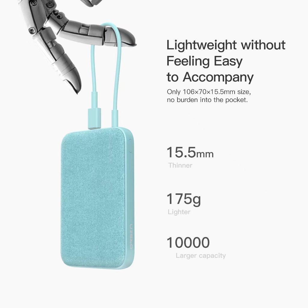 รับสกรีน powerbank แบตสำรอง10000mAh Eloop E49 Line แบบมีสายในตัว แบตสำรอง 10000mAh QC 3.0 | PD 20W Power Bank ชาร์จเร็ว Fast Quick Charge