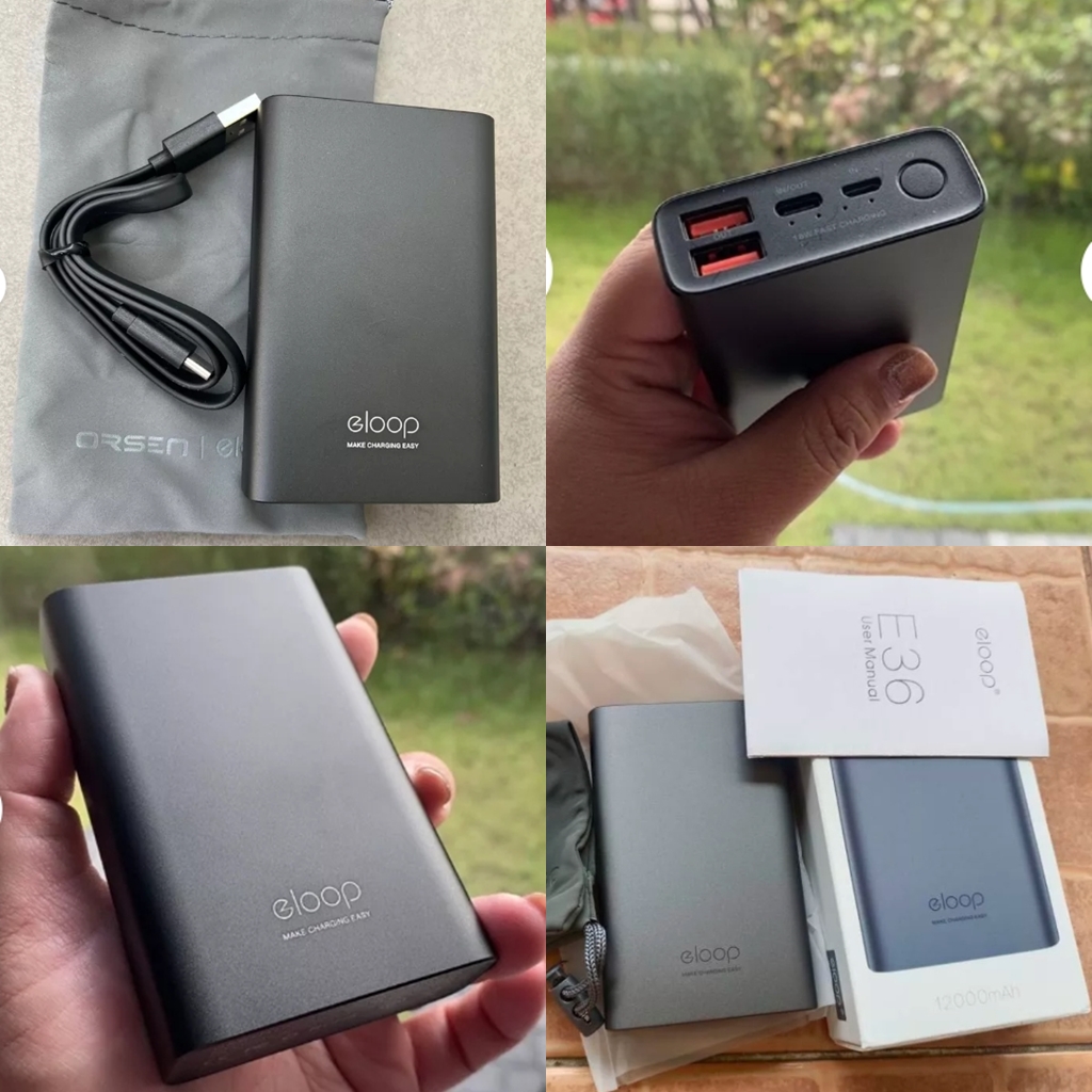 รับสกรีน powerbank แบตสำรองOrsen by Eloop E36 Fast charge 12000mAh Power Bank ชาร์จเร็ว Fast Quick Charge
