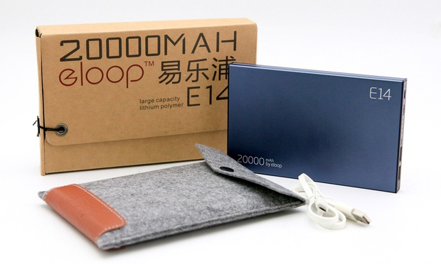 แบตเตอรี่สำรอง ELOOP รุ่น E14 ความจุ 20000 mAh + ถุงผ้า+สายชาร์ต+หัวชาร์ต