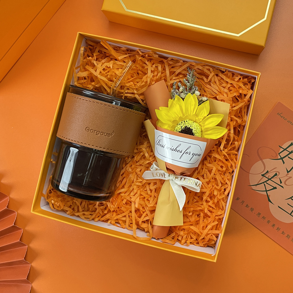 ชุดของขวัญ giftset สีส้ม ชุดเซ็ทรับไหว้ ชุดเช็ทผ้าเช็ดตัว+แก้วกาแฟ นมร้อน น้ำผลไม้ เครื่องหนัง