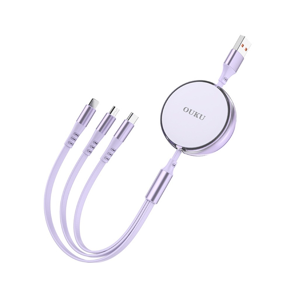 รับผลิตสายชาร์จ3in1 รับสกรีนโลโก้สายชาร์ต ยืดได้ หดได้ พกพาสะดวก สายชาร์จ3หัว 