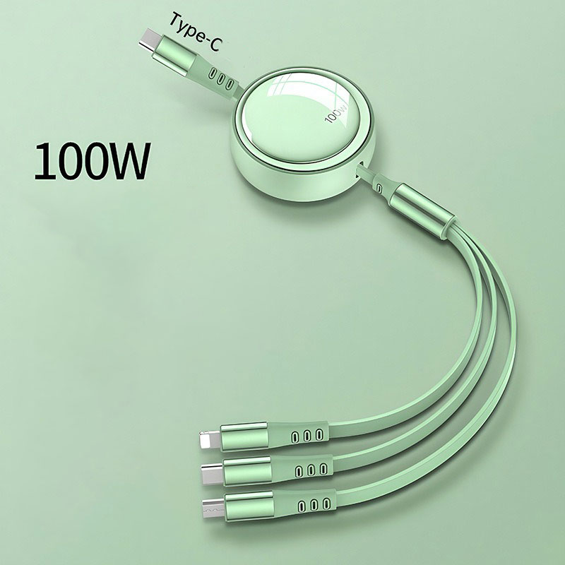 รับผลิตสายชาร์จ3in1 type c รับสกรีนโลโก้สายชาร์ต ยืดได้ หดได้ พกพาสะดวก สายชาร์จ3หัว 