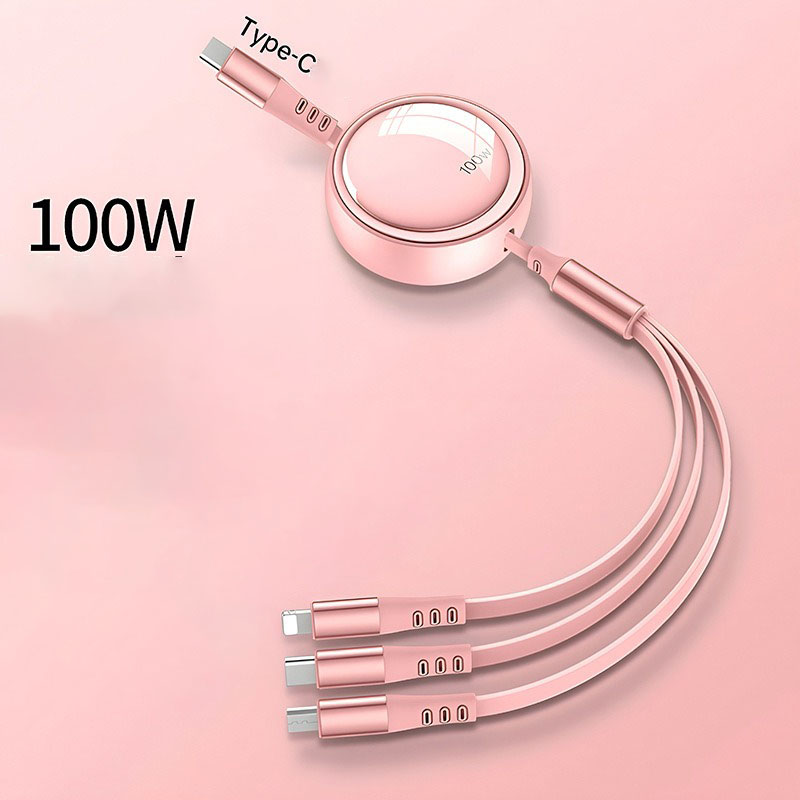 รับผลิตสายชาร์จ3in1 type c รับสกรีนโลโก้สายชาร์ต ยืดได้ หดได้ พกพาสะดวก สายชาร์จ3หัว 