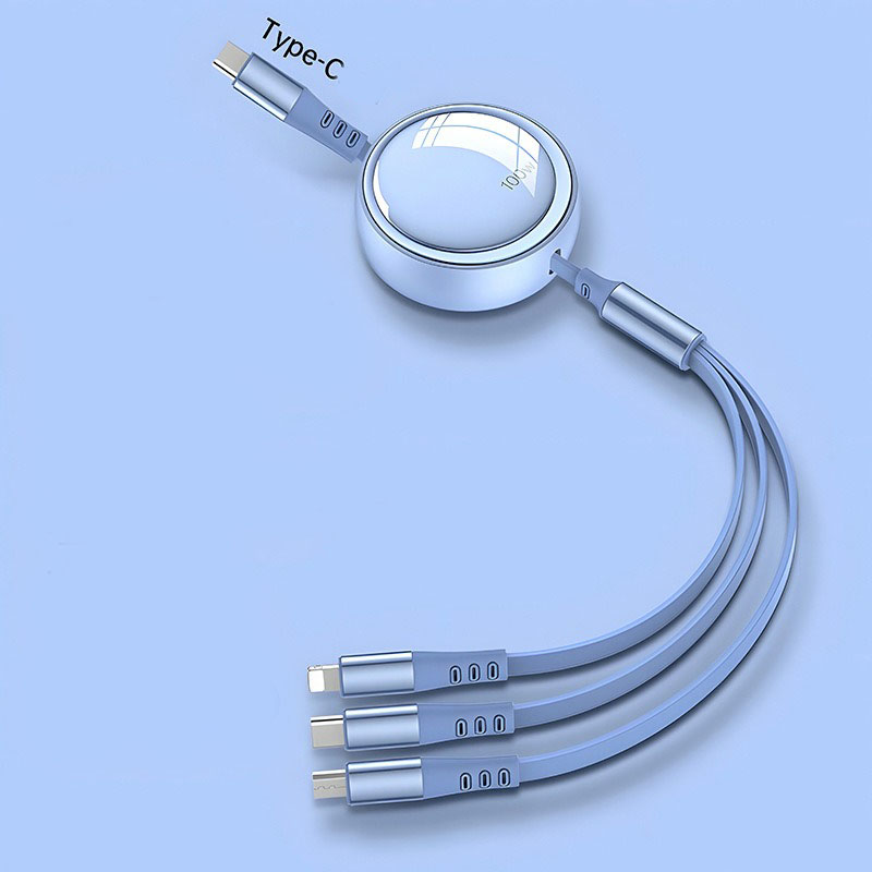 รับผลิตสายชาร์จ3in1 type c รับสกรีนโลโก้สายชาร์ต ยืดได้ หดได้ พกพาสะดวก สายชาร์จ3หัว 