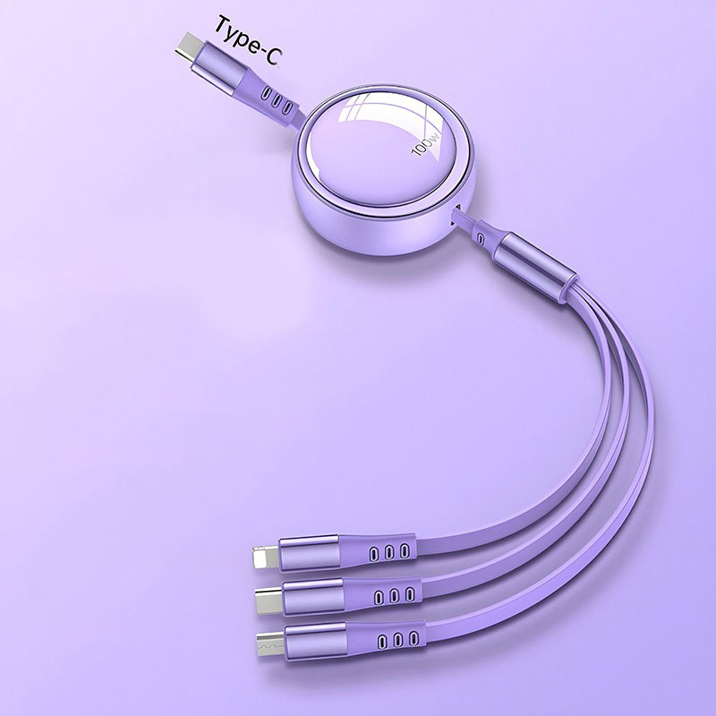 รับผลิตสายชาร์จ3in1 type c รับสกรีนโลโก้สายชาร์ต ยืดได้ หดได้ พกพาสะดวก สายชาร์จ3หัว 
