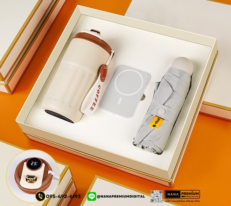 giftset ชุดกิ๊ฟเซ็ท ชุดของขวัญ แบตสำรอง powerbank แก้วน้ำ รับสกรีนโลโก้แก้วน้ำเก็บความเย็น รับทำโลโก้ โรงงานของพรีเมี่ยม ของแจก