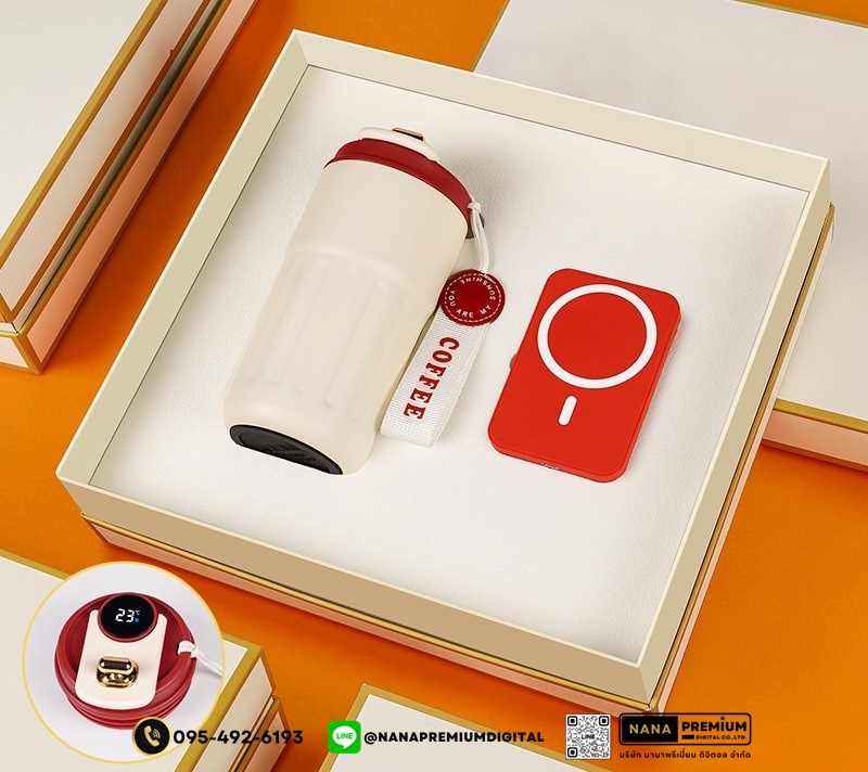 giftset ชุดกิ๊ฟเซ็ท ชุดของขวัญ แบตสำรอง powerbank แก้วน้ำ รับสกรีนโลโก้แก้วน้ำเก็บความเย็น รับทำโลโก้ โรงงานของพรีเมี่ยม ของแจก