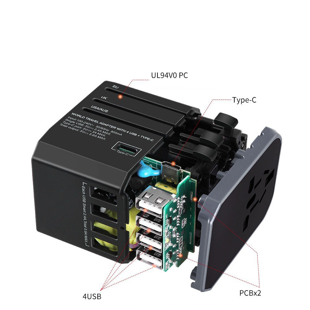 Travel Adaptep ปลั๊กใช้งานได้มากกว่า150 ประเทศ USB type-C