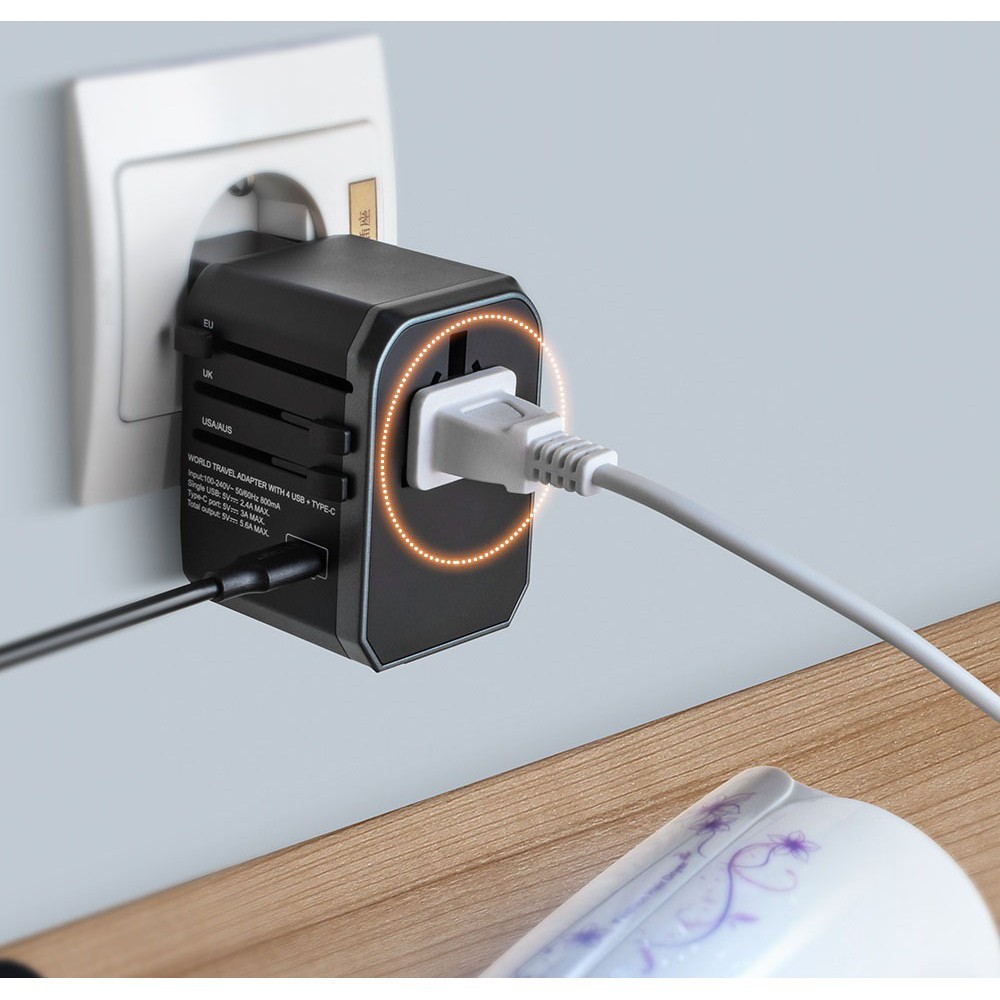 Travel Adaptep ปลั๊กใช้งานได้มากกว่า150 ประเทศ USB type-C