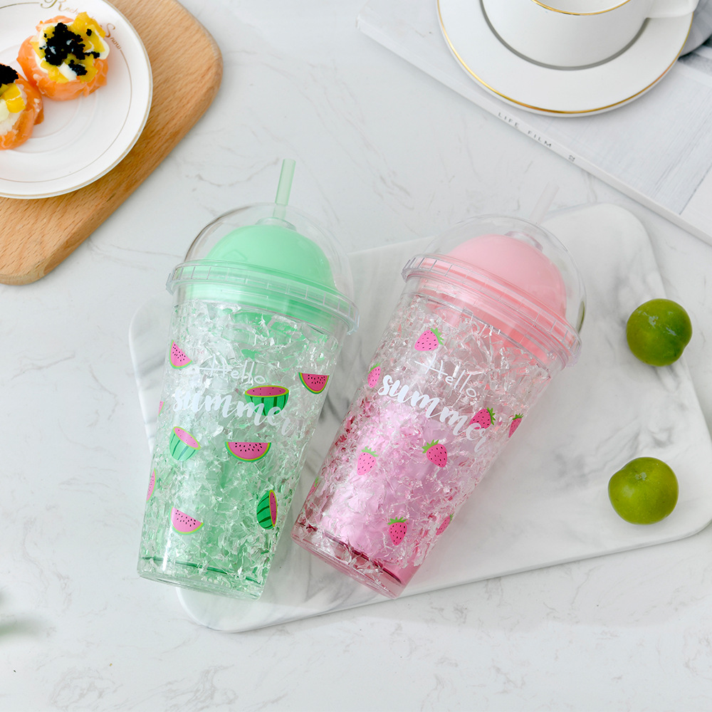 แก้วพลาสติก2ชั้น แก้วใส2ชั้น 16oz แก้วเก็บความเย็น กระบอกน้ำ แก้วน้ำ แก้วน้ำแบบใส ทรงคริสตัล ขนาด 20oz