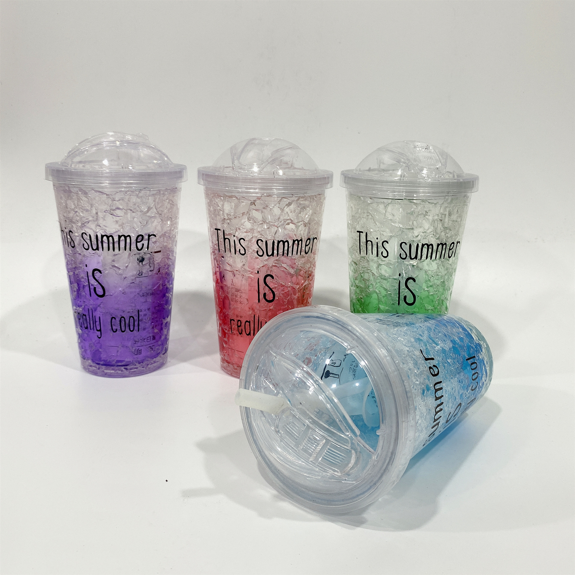 แก้วพลาสติก2ชั้น แก้วใส2ชั้น 16oz-20oz แก้วเก็บความเย็น กระบอกน้ำ แก้วน้ำ แก้วน้ำแบบใส ทรงคริสตัล ขนาด 20oz