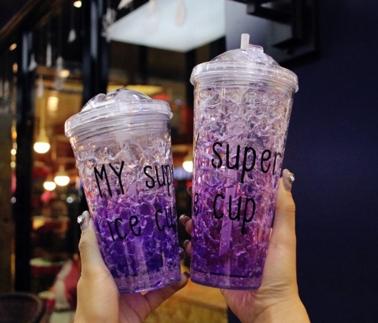 แก้วพลาสติก2ชั้น แก้วใส2ชั้น 16oz-20oz แก้วเก็บความเย็น กระบอกน้ำ แก้วน้ำ แก้วน้ำแบบใส ทรงคริสตัล ขนาด 20oz